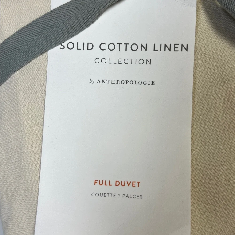 Anthropologie Relaxed Linen-Cotton Duvet Cover Ivory Full